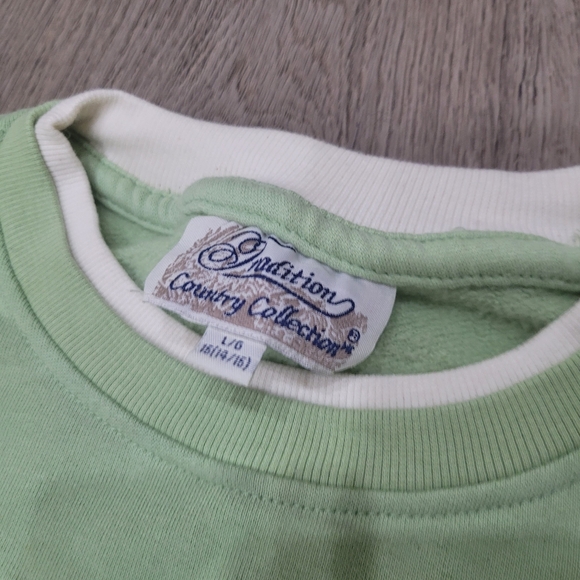 Vintage 90s Green Rabbits Graphic Crewneck Sweatshirt Top Size: Large - Picture 5 of 6